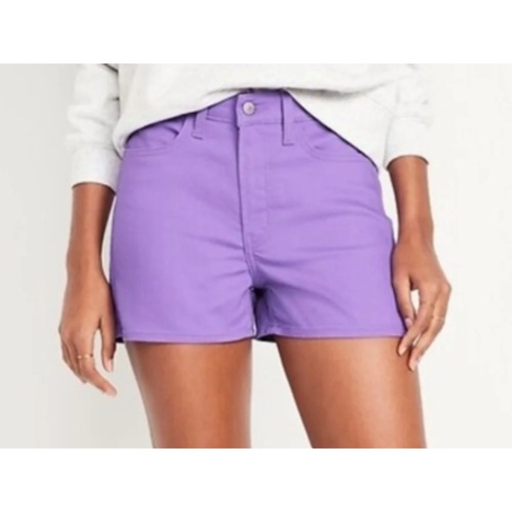 NWT Old Navy Wow High Rise Purple Denim Jean Shorts 16 Stretch Inseam‎ 3"